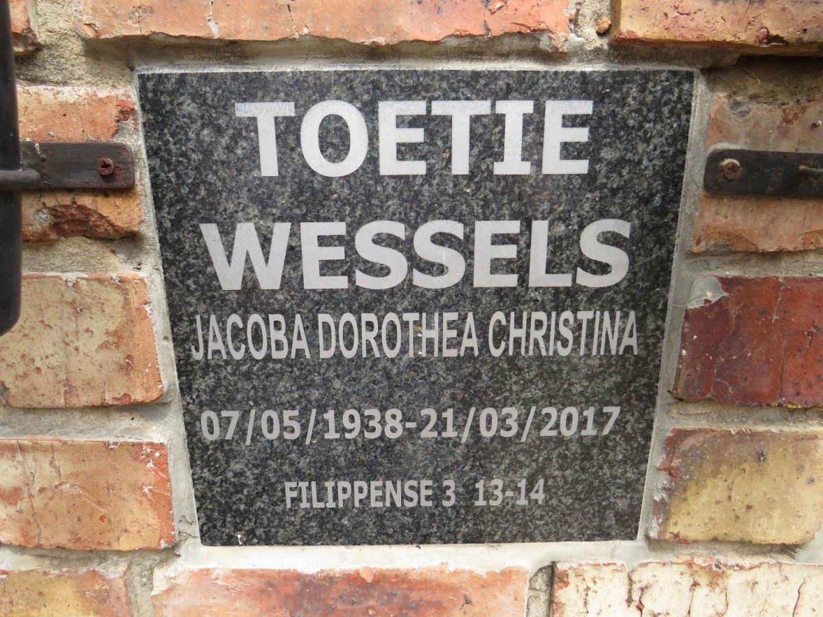 WESSELS Jacoba Dorothea Christina 1938-2017