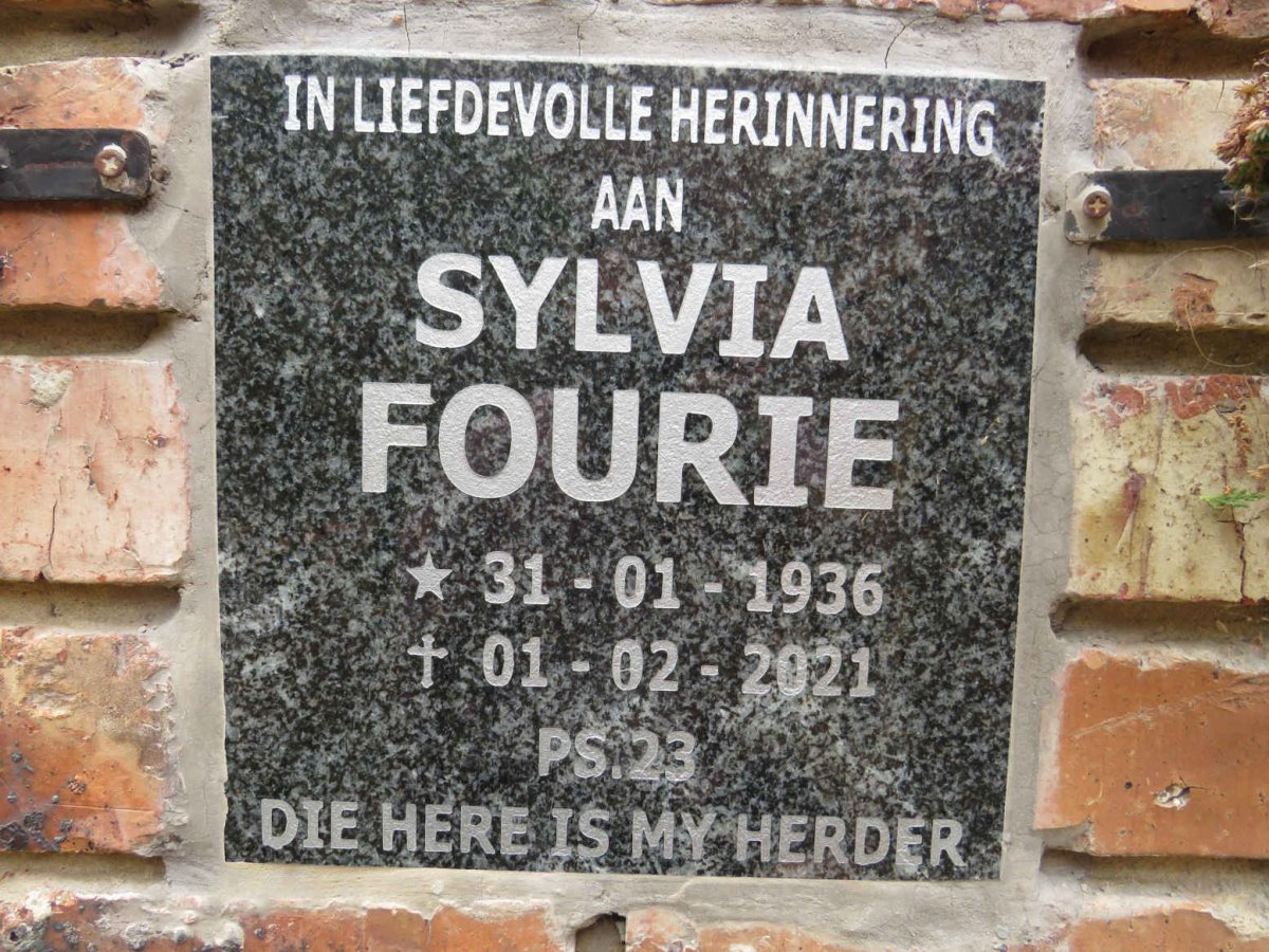 FOURIE Sylvia 1936-2021