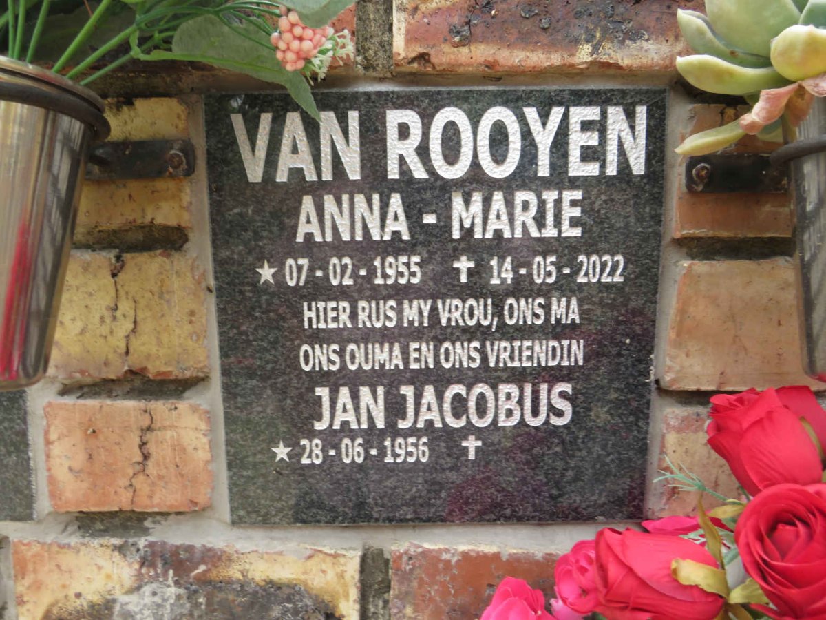ROOYEN Jan Jacobus, van 1956- & Anna-Marie 1955-2022