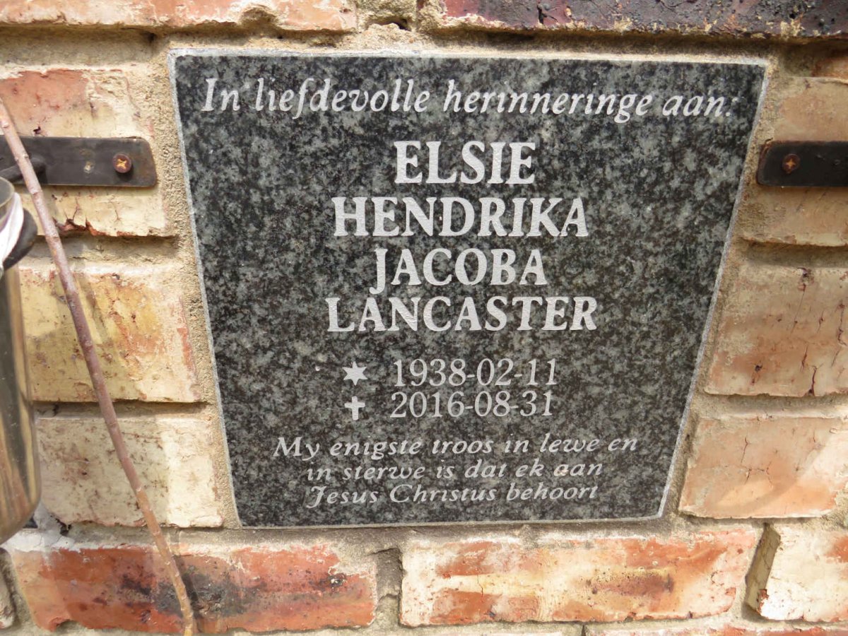 LANCASTER Elsie Hendrika Jacoba 1938-2016