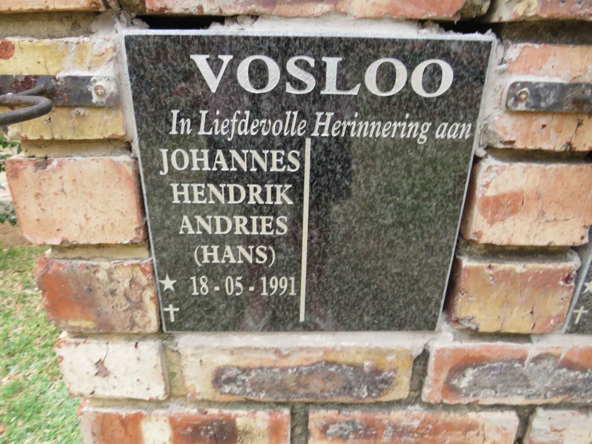 VOSLOO Johannes Hendrik Andries 1991-