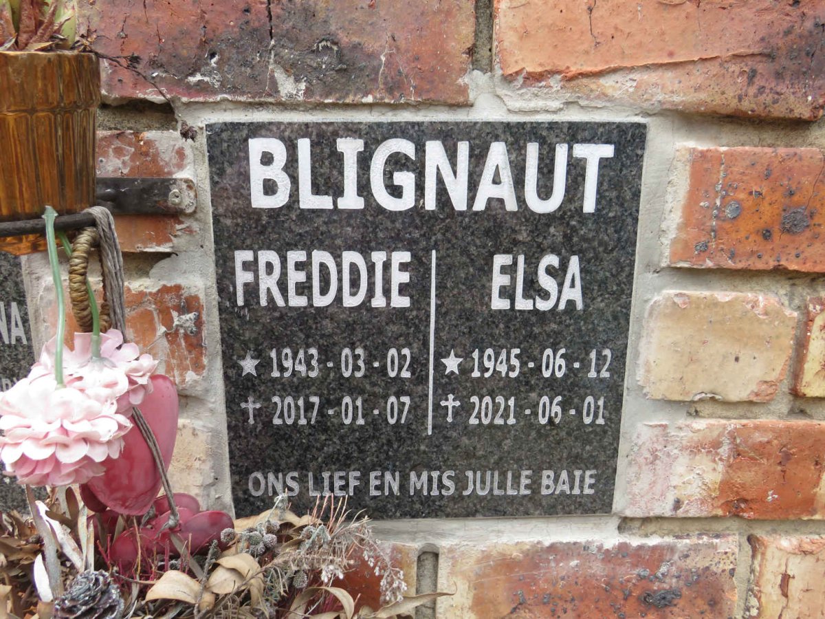 BLIGNAUT Freddie 1943-2017 & Elsa 1945-2021