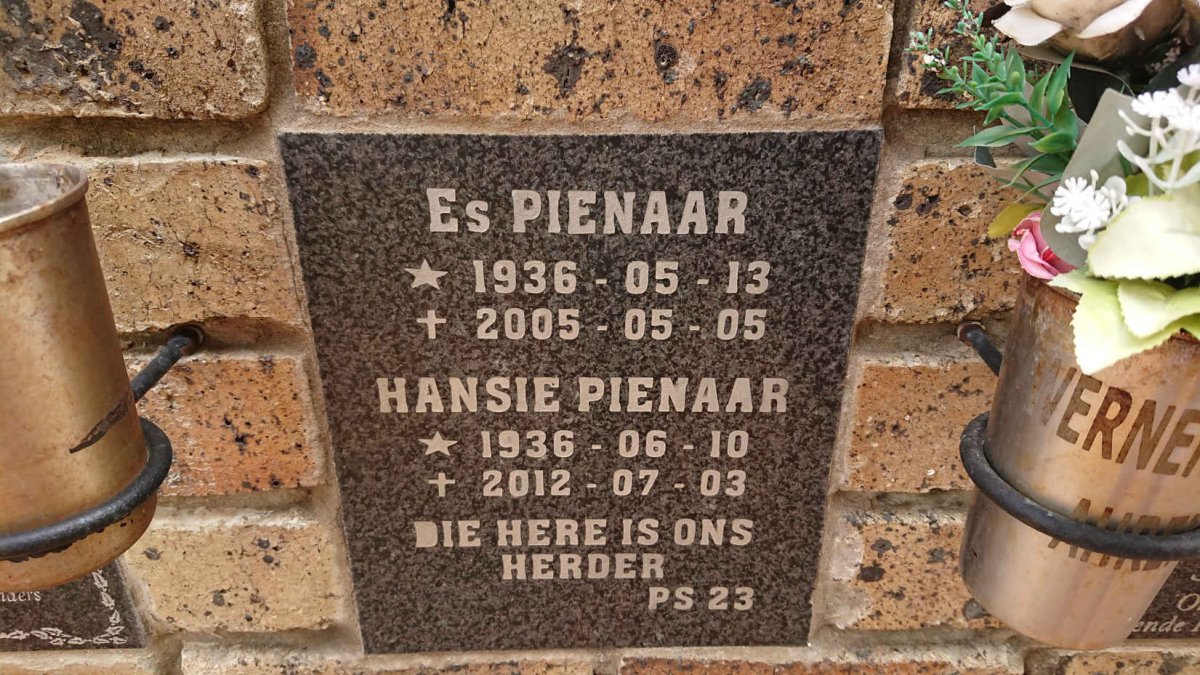 PIENAAR Hansie 1936-2012 & Es 1936-2005
