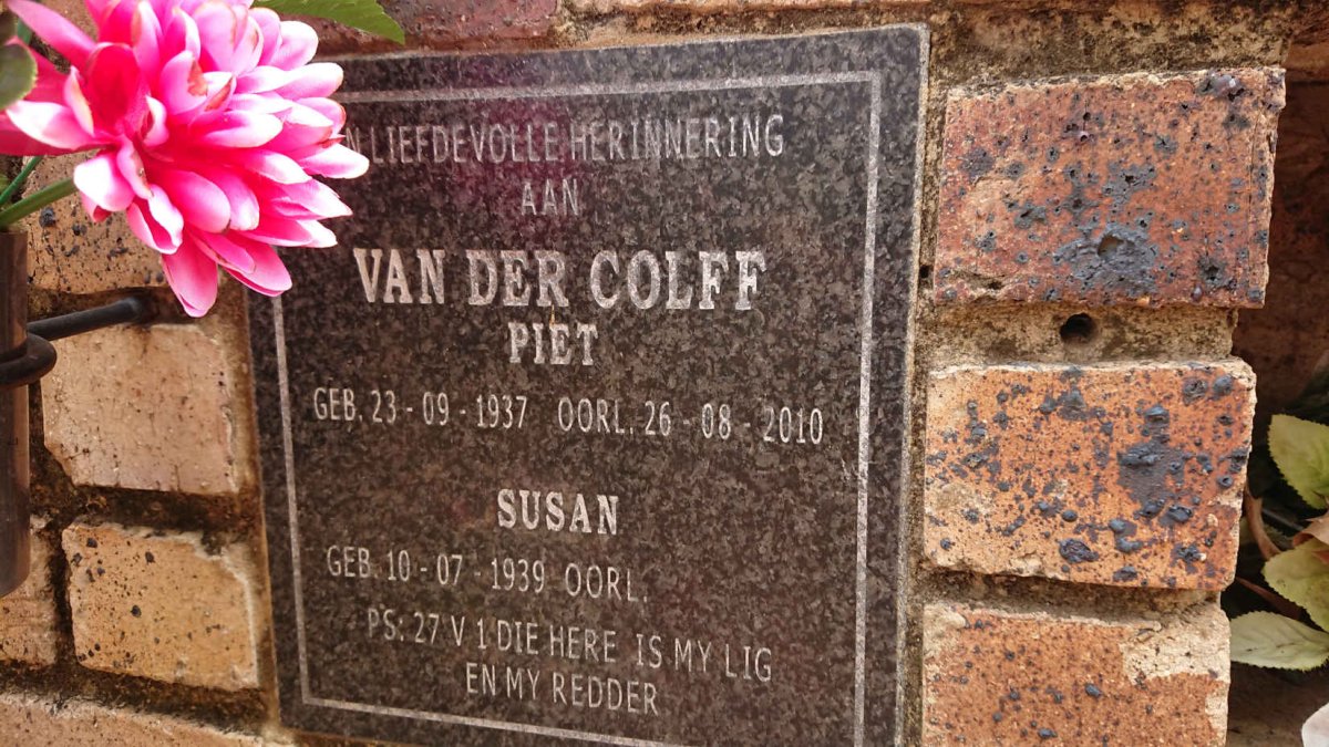 COLFF Piet, van der 1937-2010 & Susan 1939-