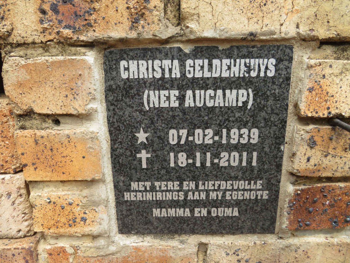 GELDENHUYS Christa nee AUCAMP 1939-2011