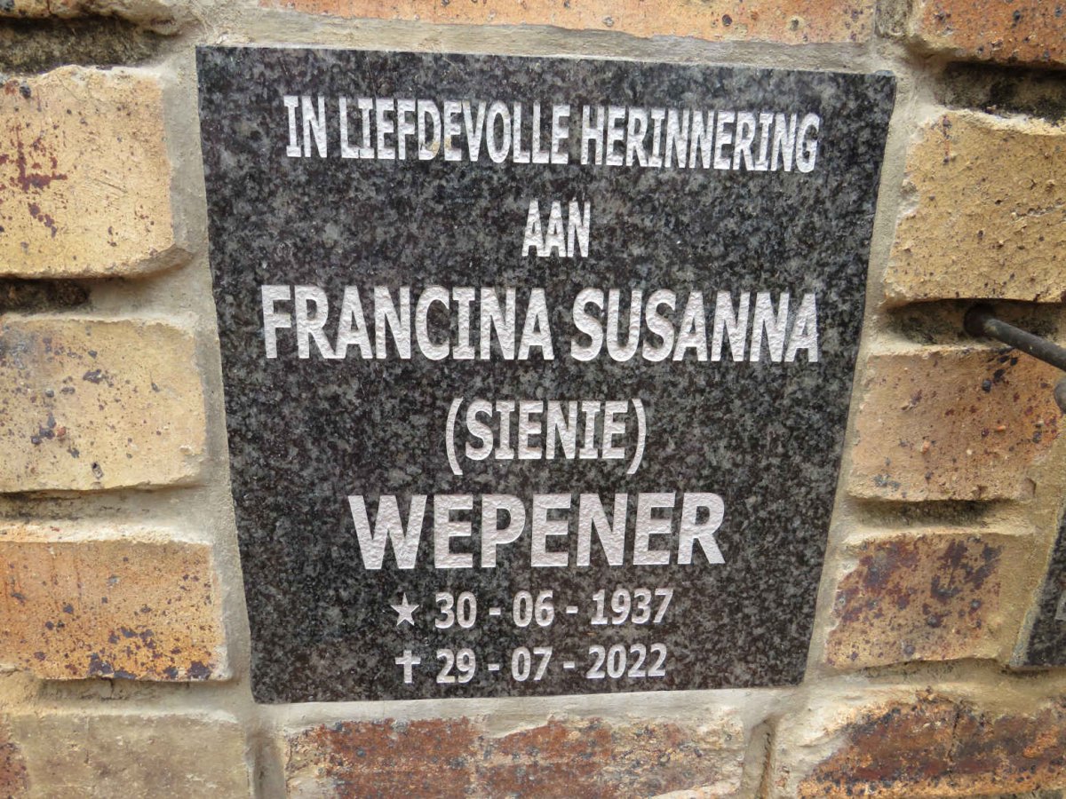 WEPENER Francina Susannaa 1937-2022