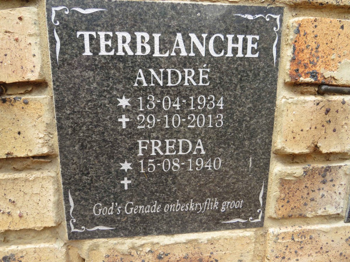 TERBLANCHE Andre 1934-2013 & Freda 1940-