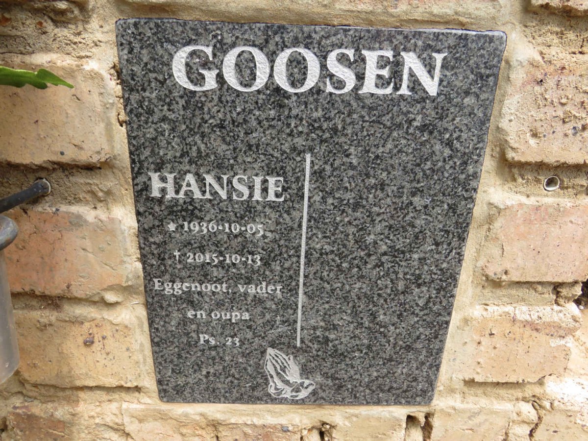 GOOSEN Hansie 1936-2015
