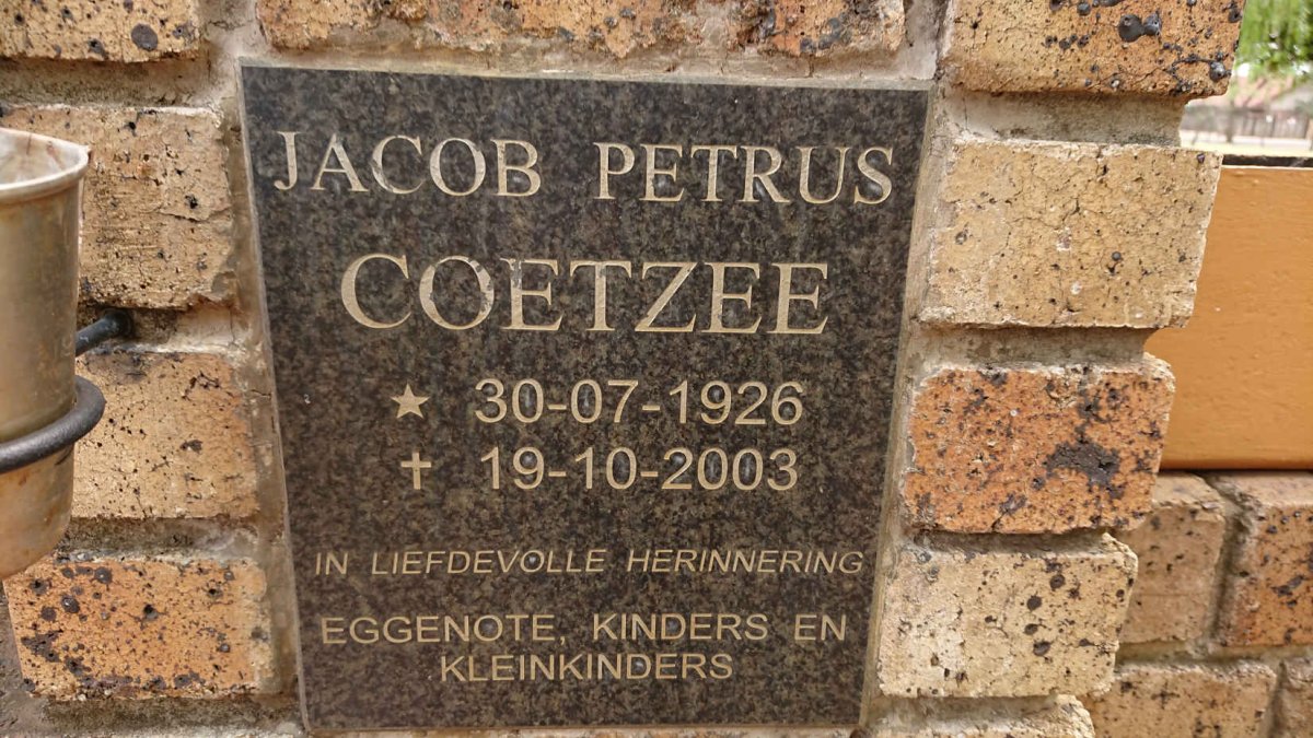 COETZEE Jacob Petrus 1926-2003
