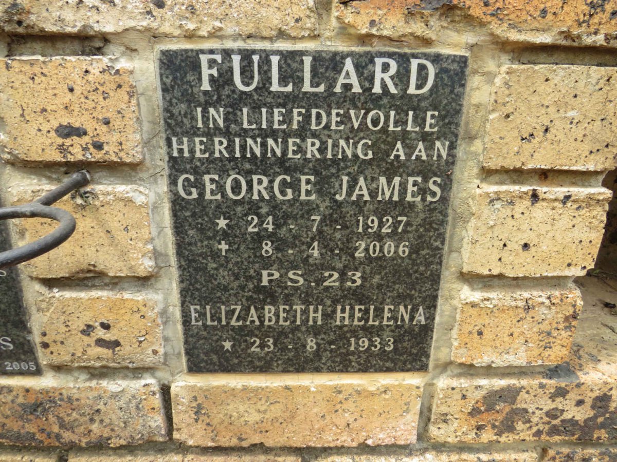 FULLARD George James 1927-2006 & Elizabeth Helena 1933-