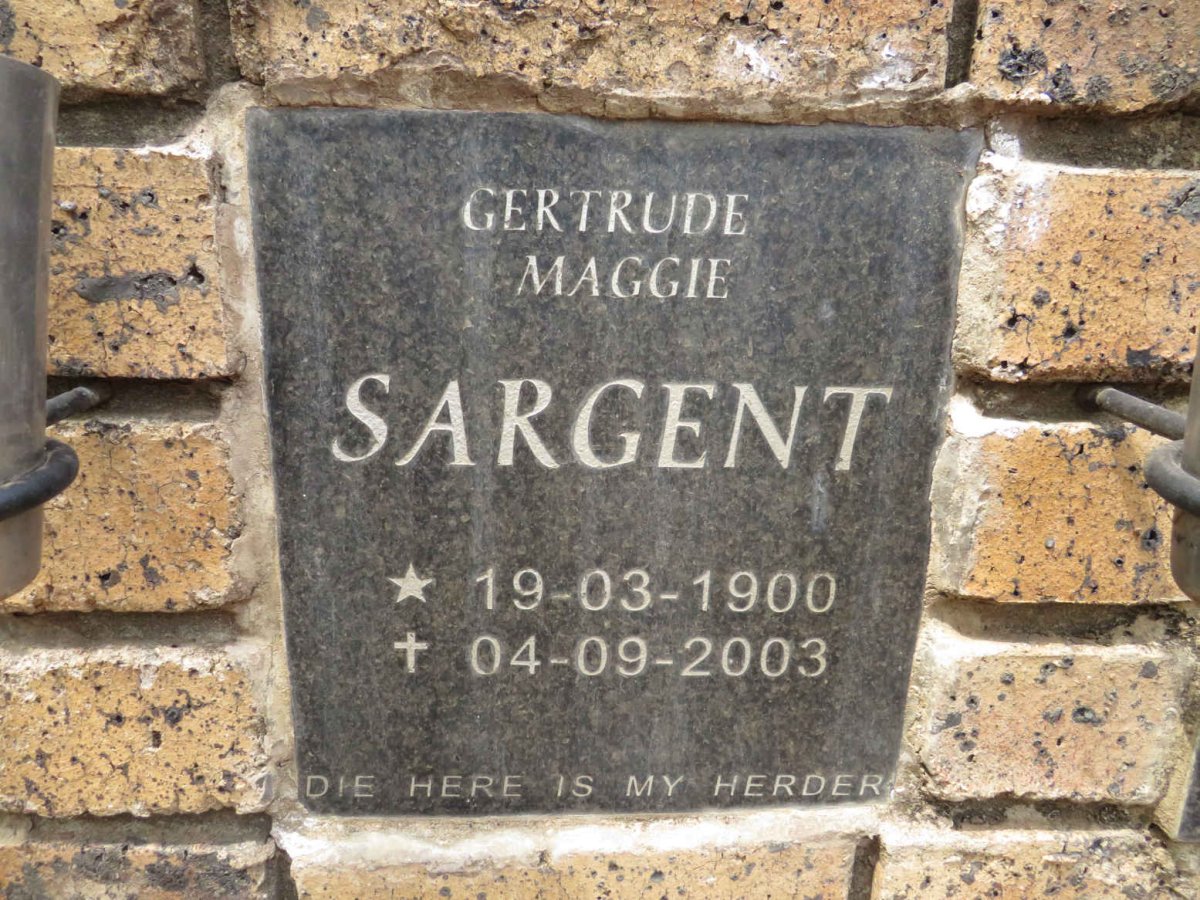 SARGENT Gertrude Maggie 1900-2003