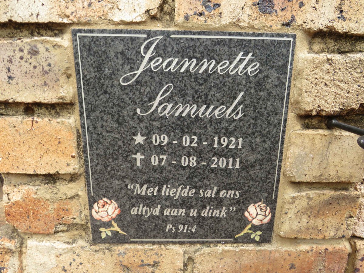 SAMUELS Jeannette 1921-2011