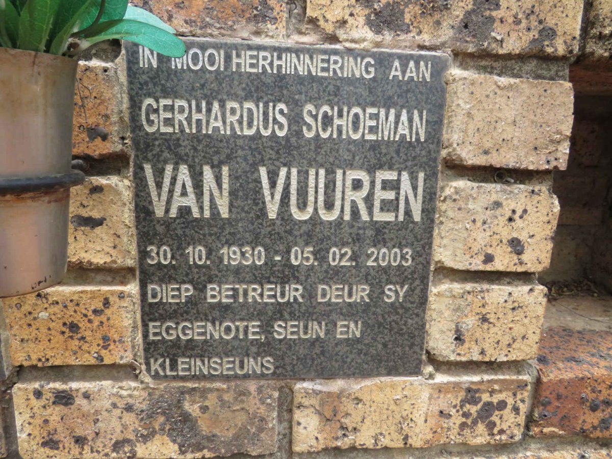 VUUREN Gerhardus Schoeman, van 1930-2003