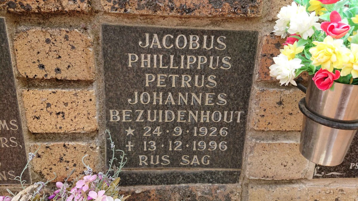 BEZUIDENHOUT Jacobus Phillippus Petrus Johannes 1926-1996