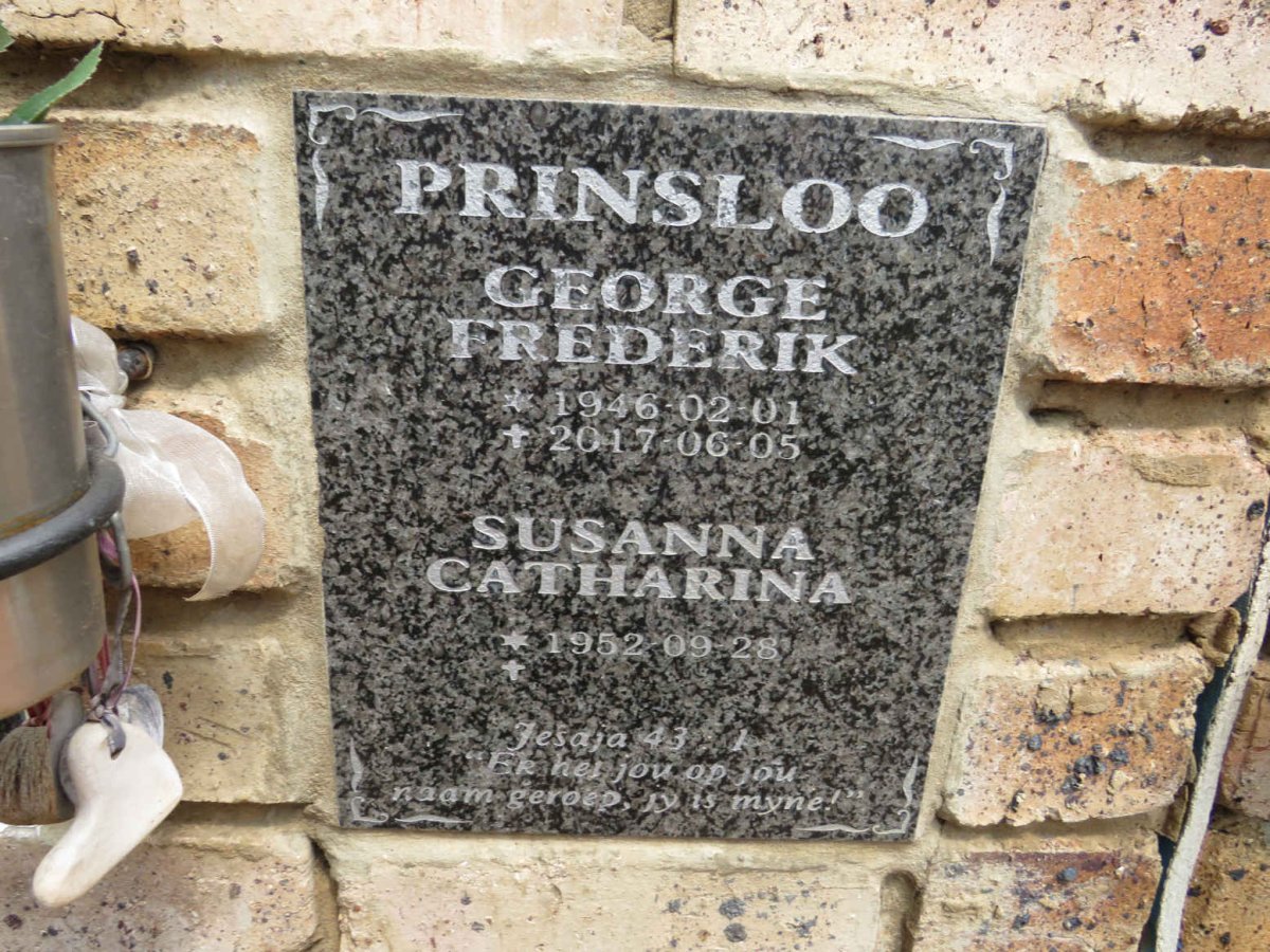 PRINSLOO George Frederik 1946-2017 & Susanna Catharina 1952-