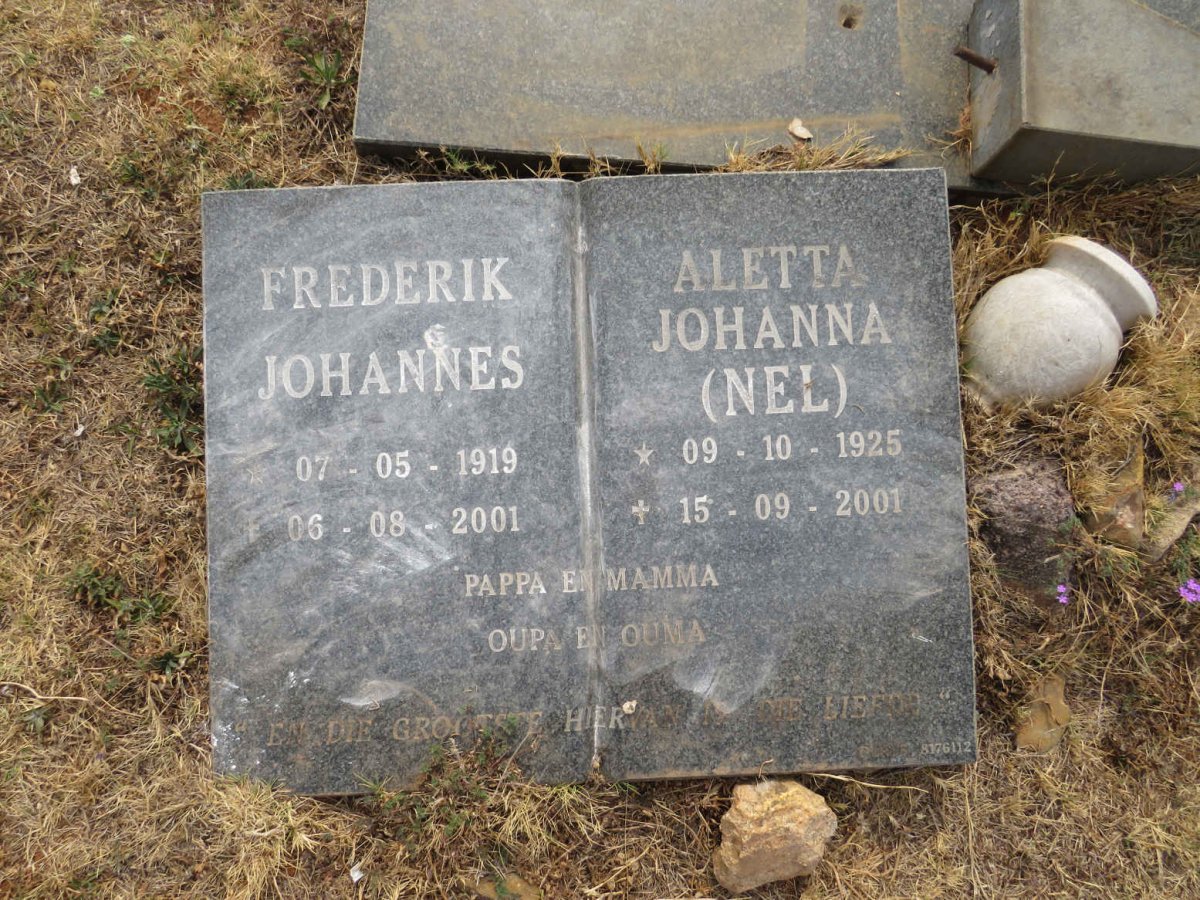 ? Frederik Johannes 1919-2001 & Aletta Johanna NEL 1925-2001