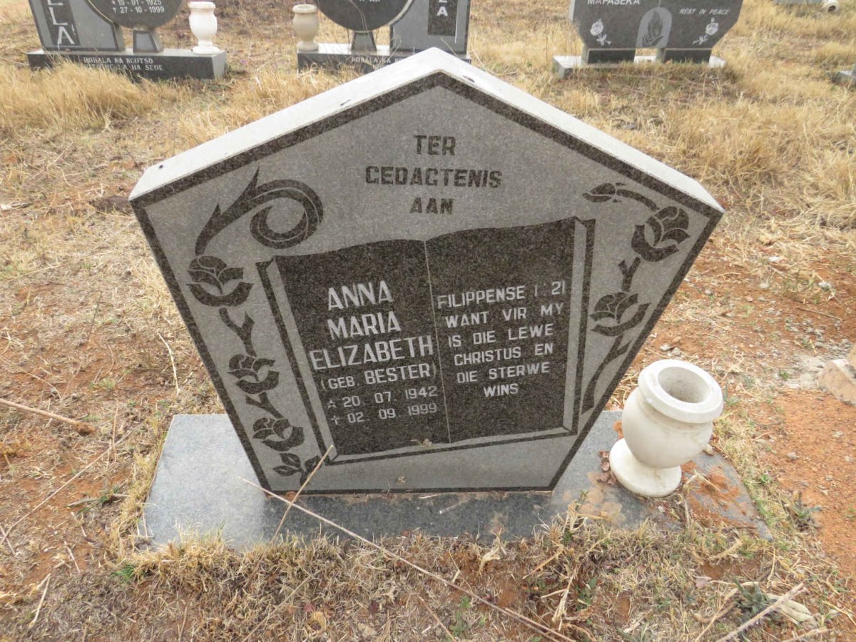 ? Anna Maria Elizabeth nee BESTER 1942-1999