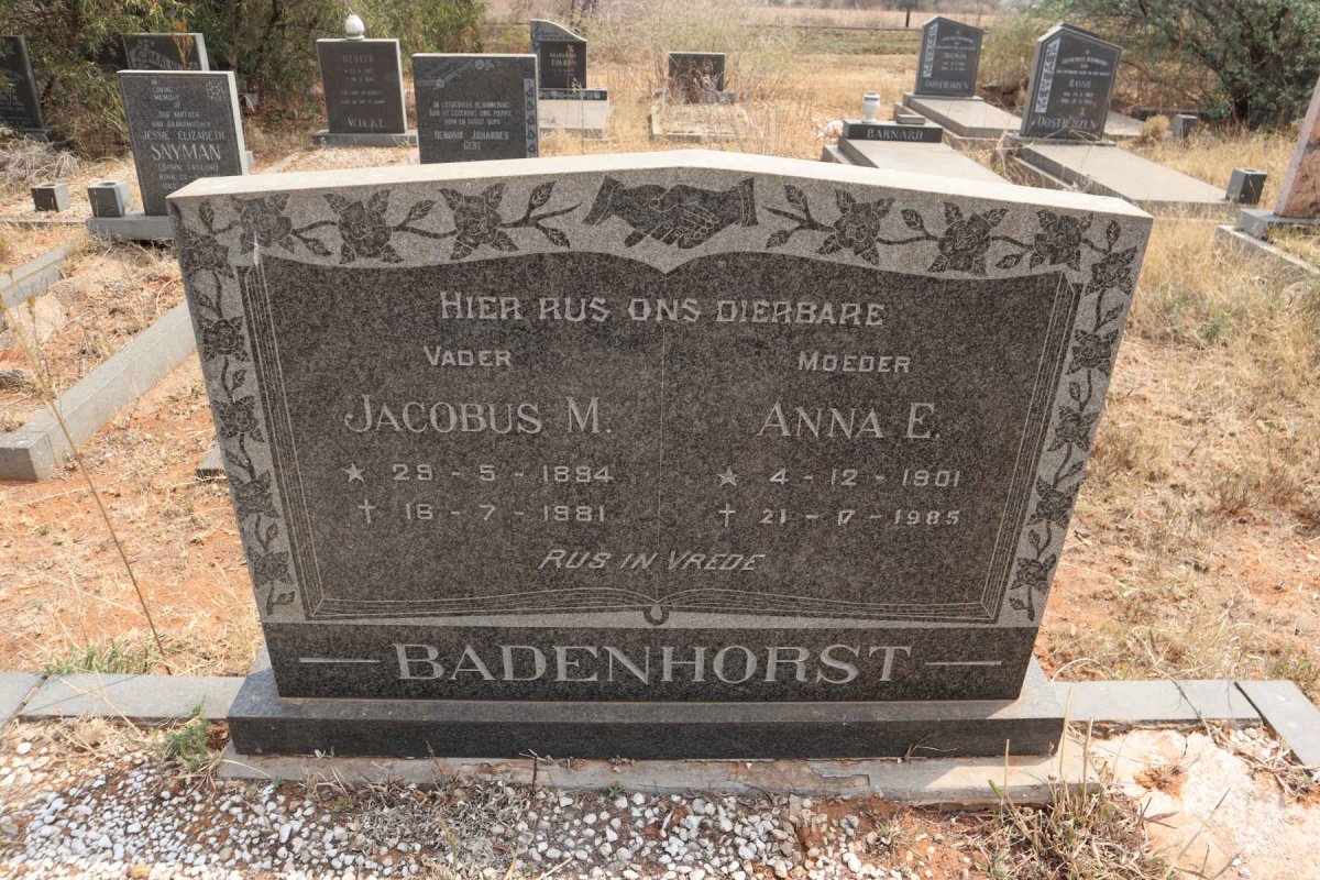 BADENHORST Jacobus M. 1894-1981 & Anna E. 1901-1985