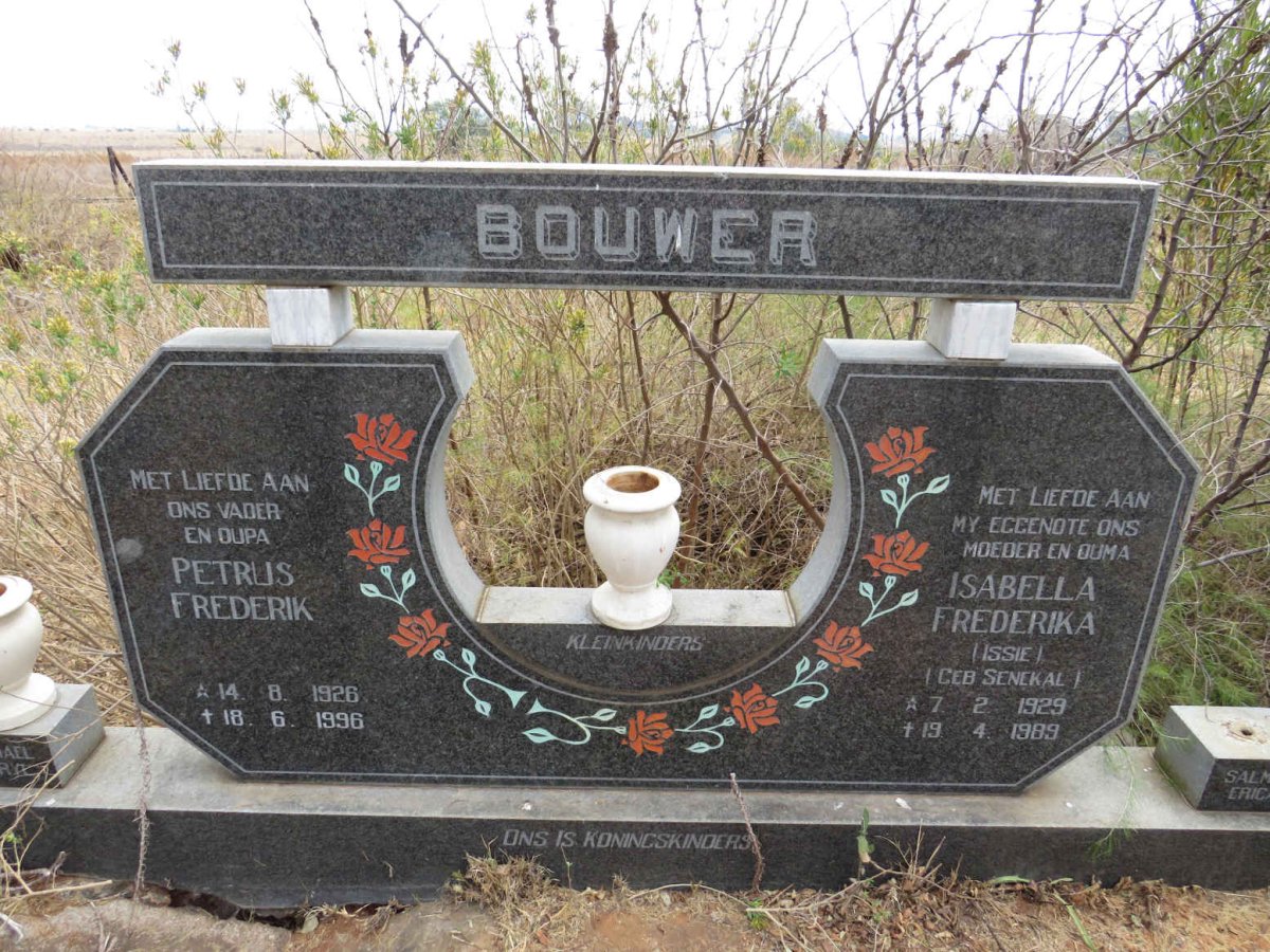 BOUWER Petrus Frederik 1926-1996 & Isabella Frederika SENEKAL 1929-1989
