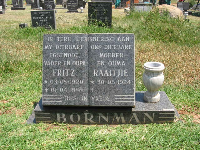 BORNMAN Fritz 1920-1988 &amp; Raaitjie 1924-
