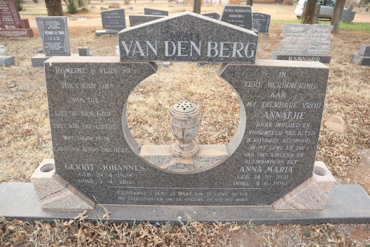 BERG Gerrit Johannes, van den 1928-2012 & Anna Maria 1931-1993