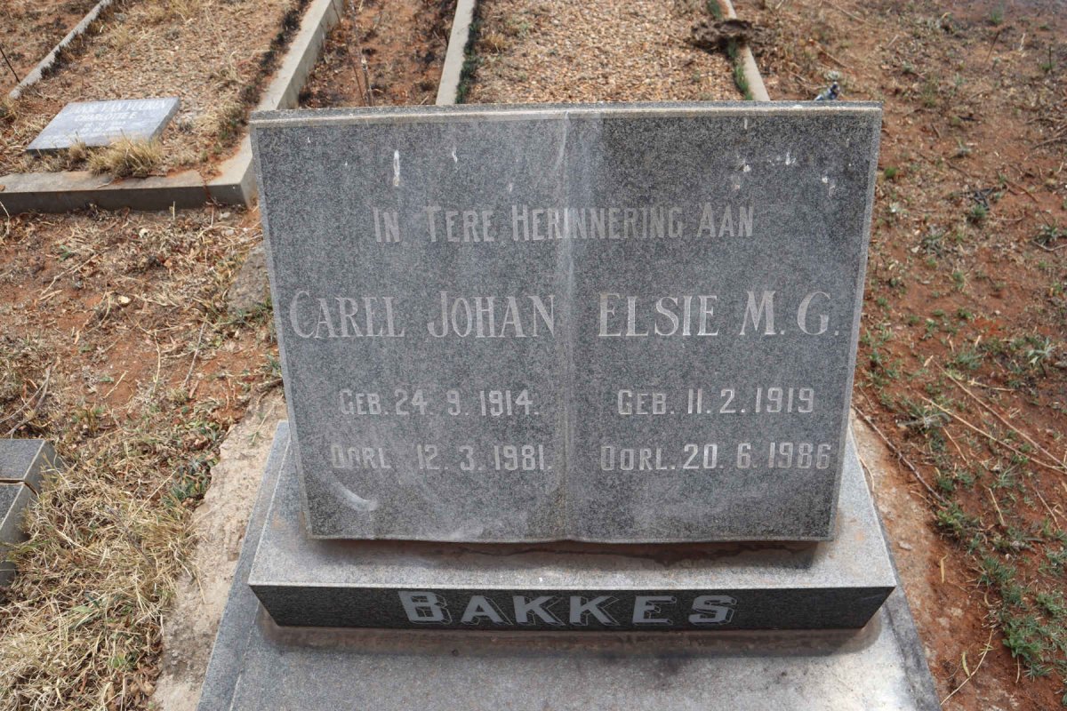 BAKKES Carel Johan 1914-1981 & Elsie M.G. 1919-1986