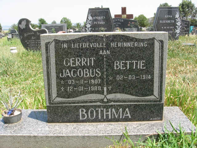 BOTHMA Gerrit Jacobus 1907-1988 &amp; Bettie 1914-