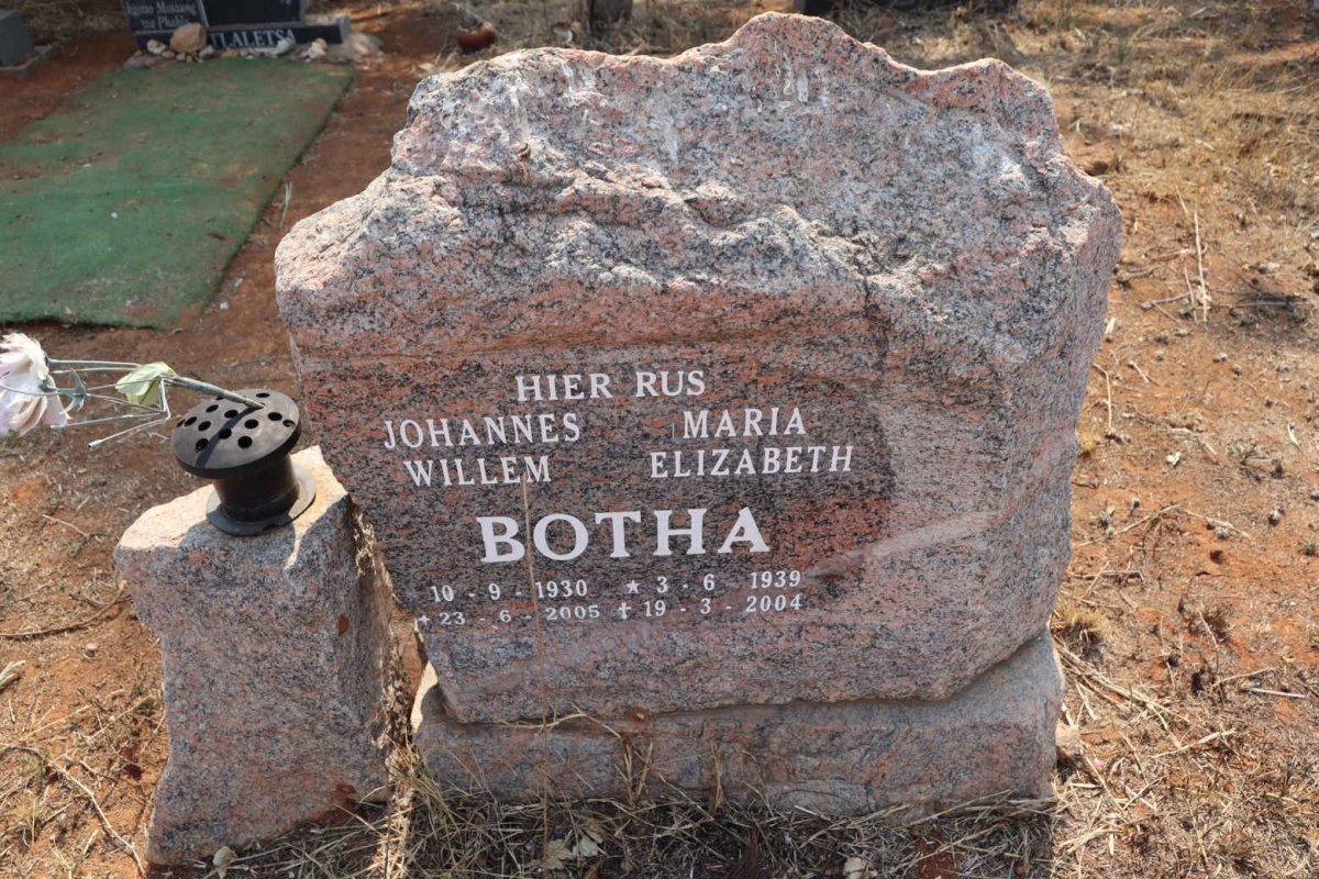 BOTHA Johannes Willem 1930-2005 & Maria Elizabeth 1939-2004