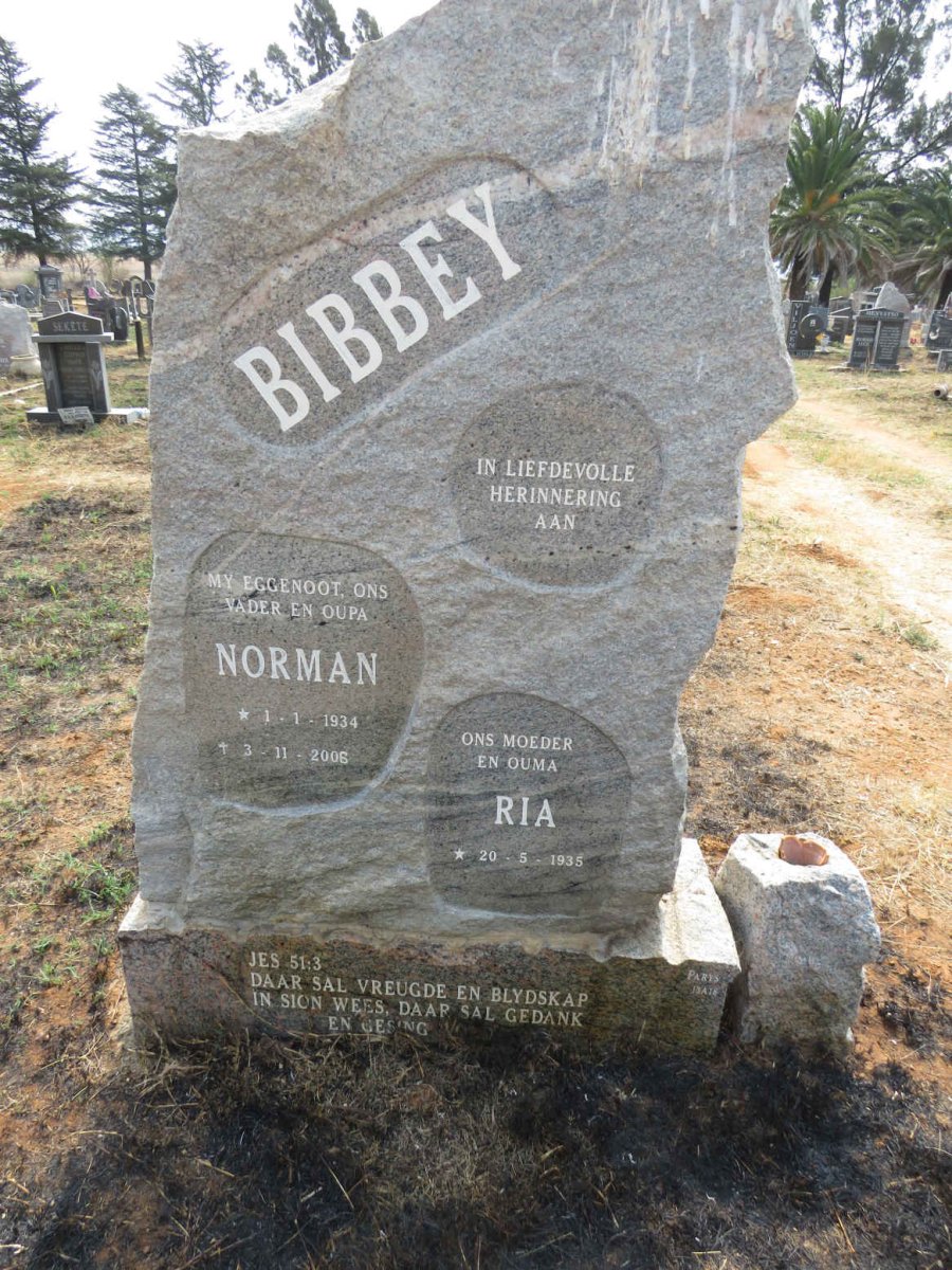 BIBBEY Norman 1934-2006 & Ria 1935-