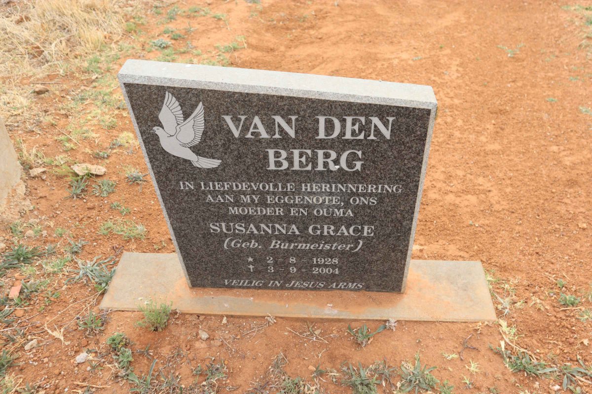 BERG Susanna Grace, van den nee BURMEISTER 1928-2004