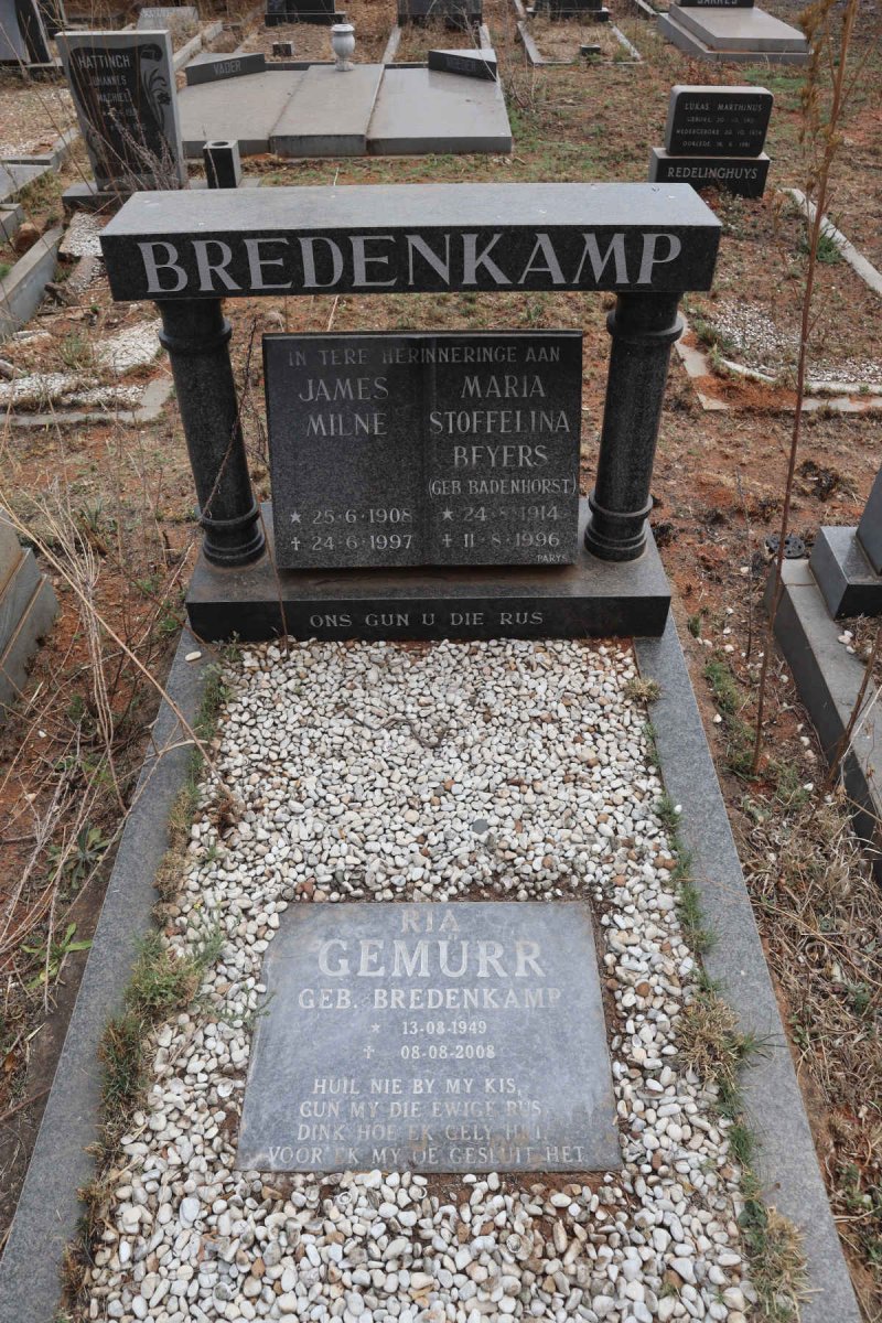 BREDENKAMP James Milne 1908-1997 & Maria Stoffelina Beyers 1914-1996 :: GEMURR Ria nee BREDENKAMP 1949-2008