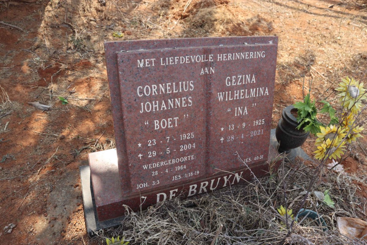 BRUYN Cornelius Johannes, de 1925-2004 & Gezina Wilhelmina 1925-2021
