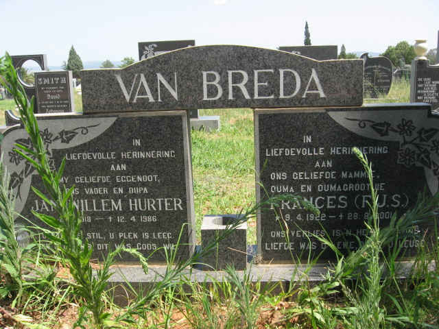 BREDA Jan Willem Hurter, van 1918-1986 &amp; Frances 1922-2001