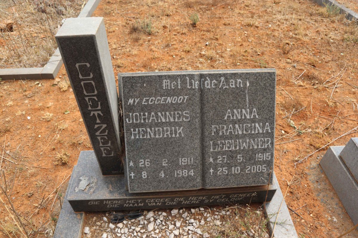 COETZEE Johannes Hendrik 1911-1984 & Anna Francina LEEUWNER 1915-2005