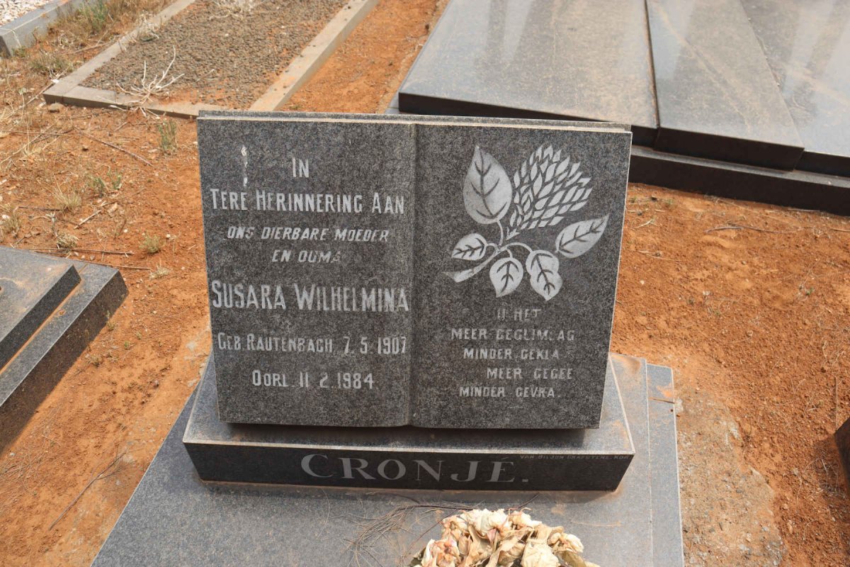 CRONJE Susara Wilhelmina nee RAUTENBACH 1907-1984
