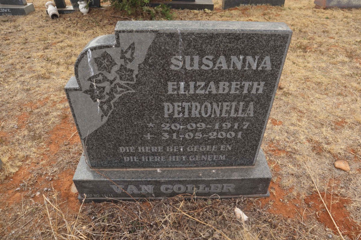 COLLER Susanna Elizabeth Petronella, van 1917-2001