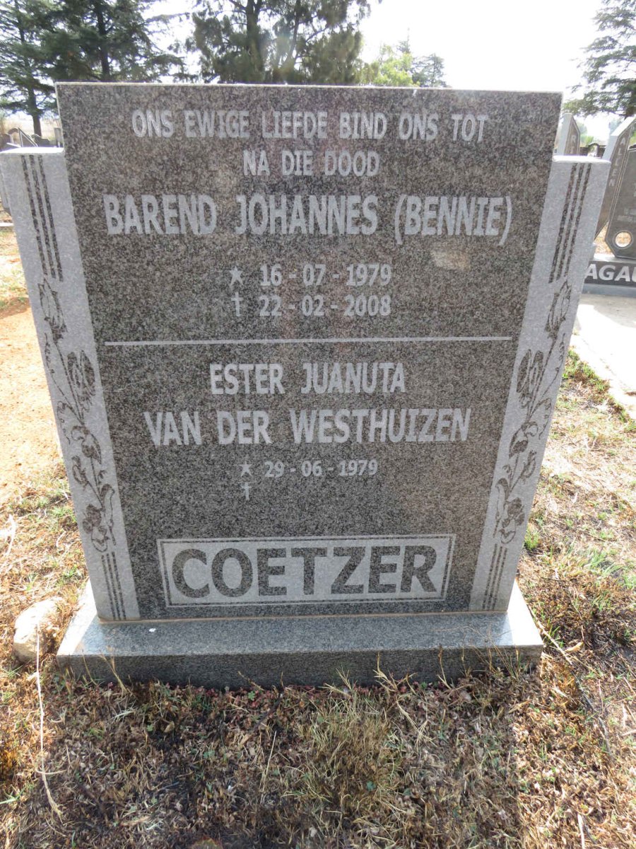 COETZER Barend Johannes 1979-2008 & Ester Juanuta VAN DER WESTHUIZEN 1979-