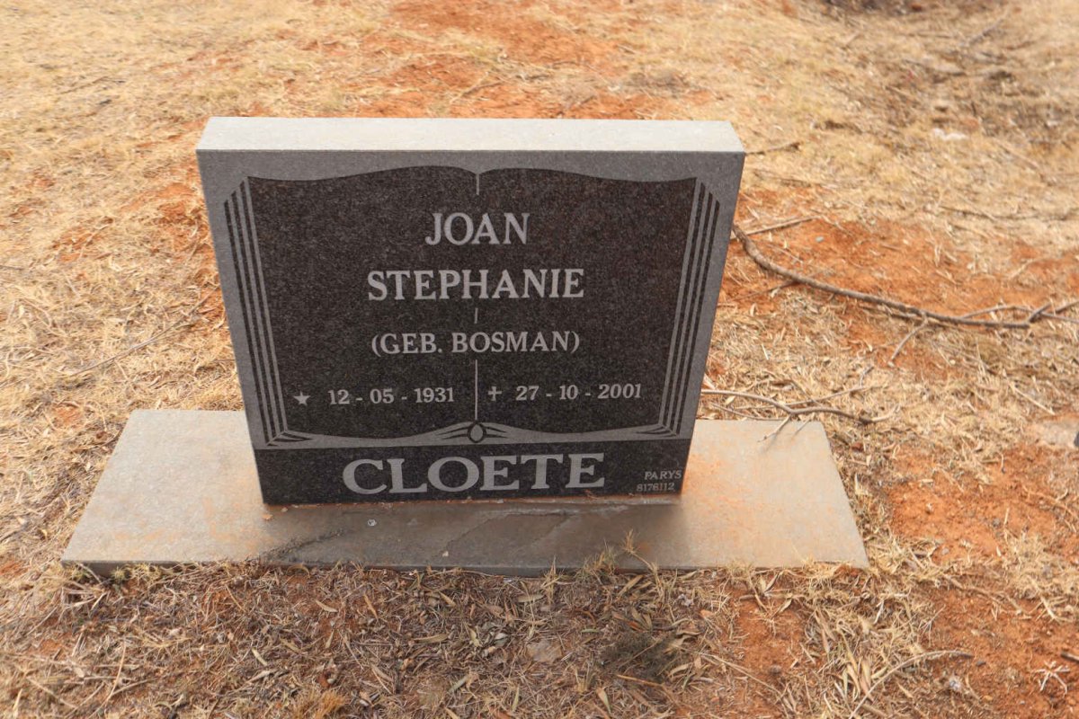 CLOETE Joan Stephanie nee BOSMAN 1931-2001