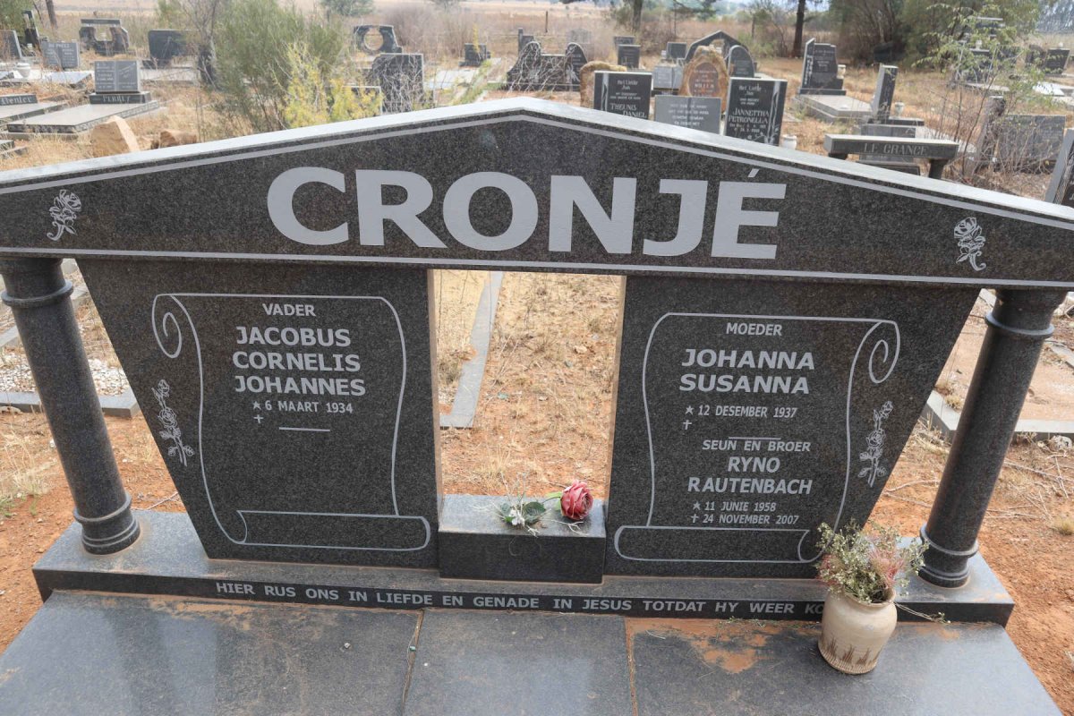 CRONJE Jacobus Cornelis Johannes 1934- & Johanna Susanna 1937- :: CRONJE Ryno Rautenbach 1958-2007