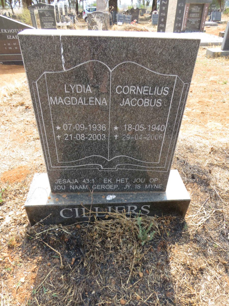 CILLIERS Cornelius Jacobus 1940-2006 & Lydia Magdalena 1936-2003