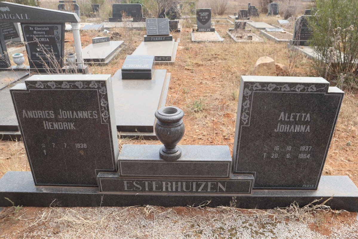 ESTERHUIZEN Andries Johannes Hendrik 1938- & Aletta Johanna 1937-1984