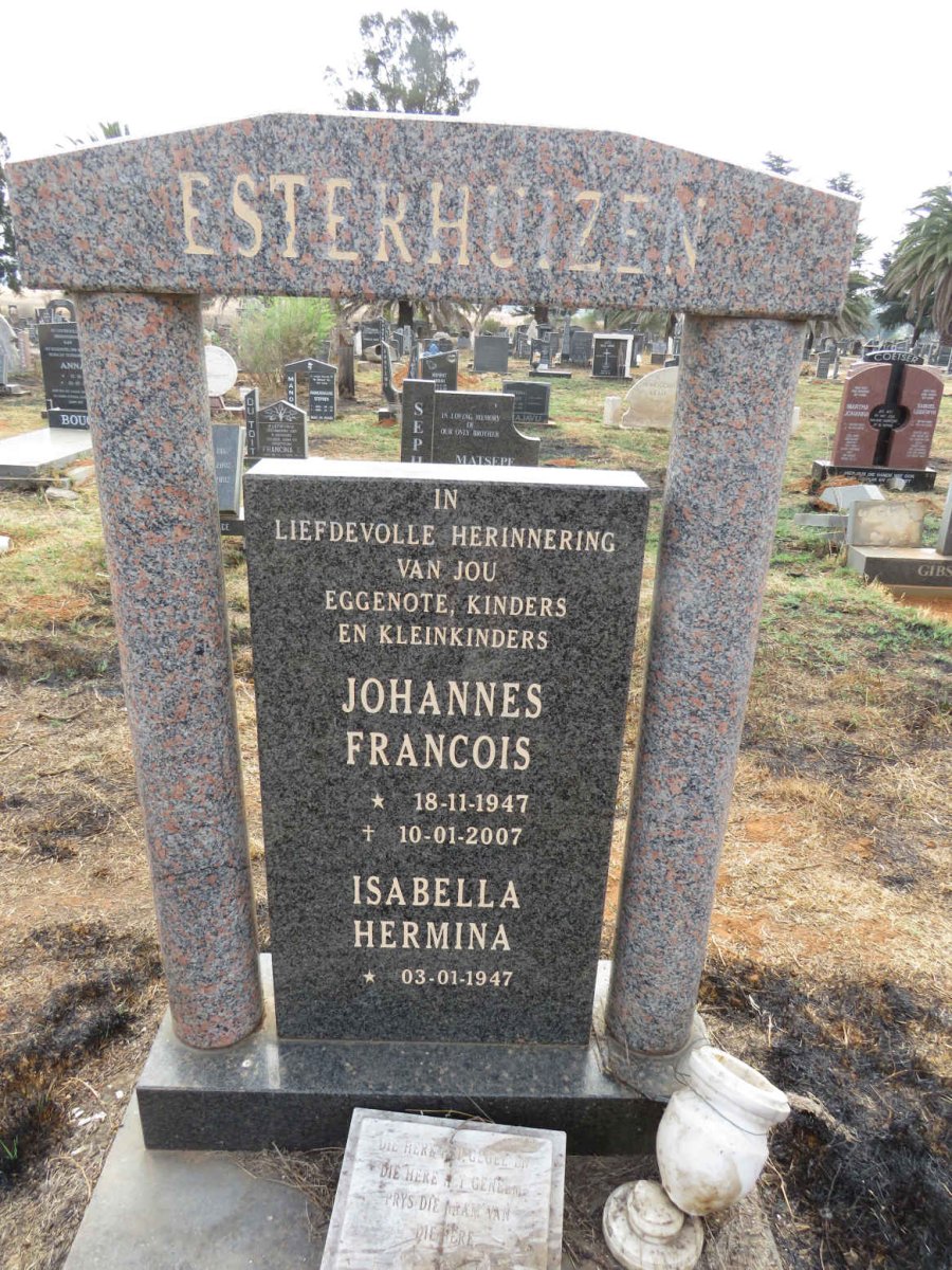 ESTERHUIZEN Johannes Francois 1947-2007 & Isabella Hermina 1947-