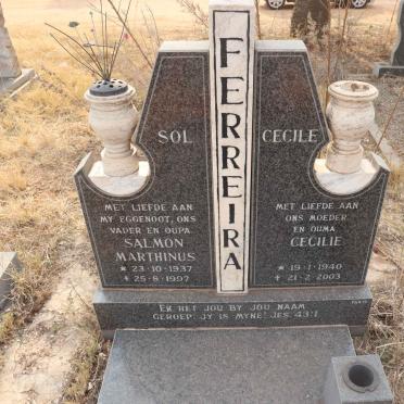 FERREIRA Salmon Marthinus 1937-1997 & Cecilie 1940-2003