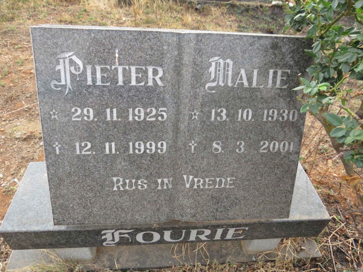 FOURIE Pieter 1925-1999 & Malie 1930-2001