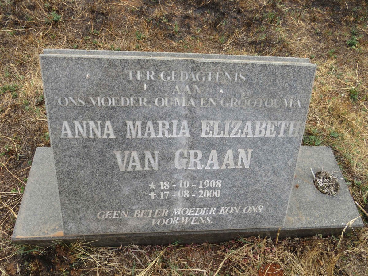 GRAAN Anna Maria Elizabeth, van 1908-2000