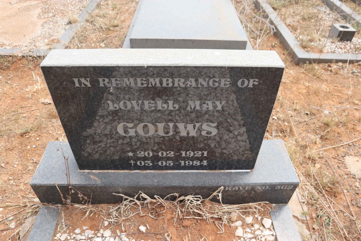 GOUWS Lovell May 1921-1984