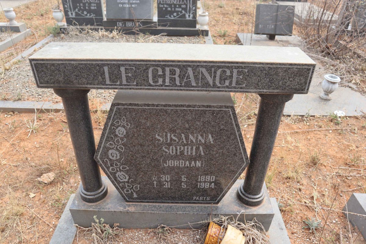GRANGE Susanna Sophia, le nee JORDAAN 1890-1984