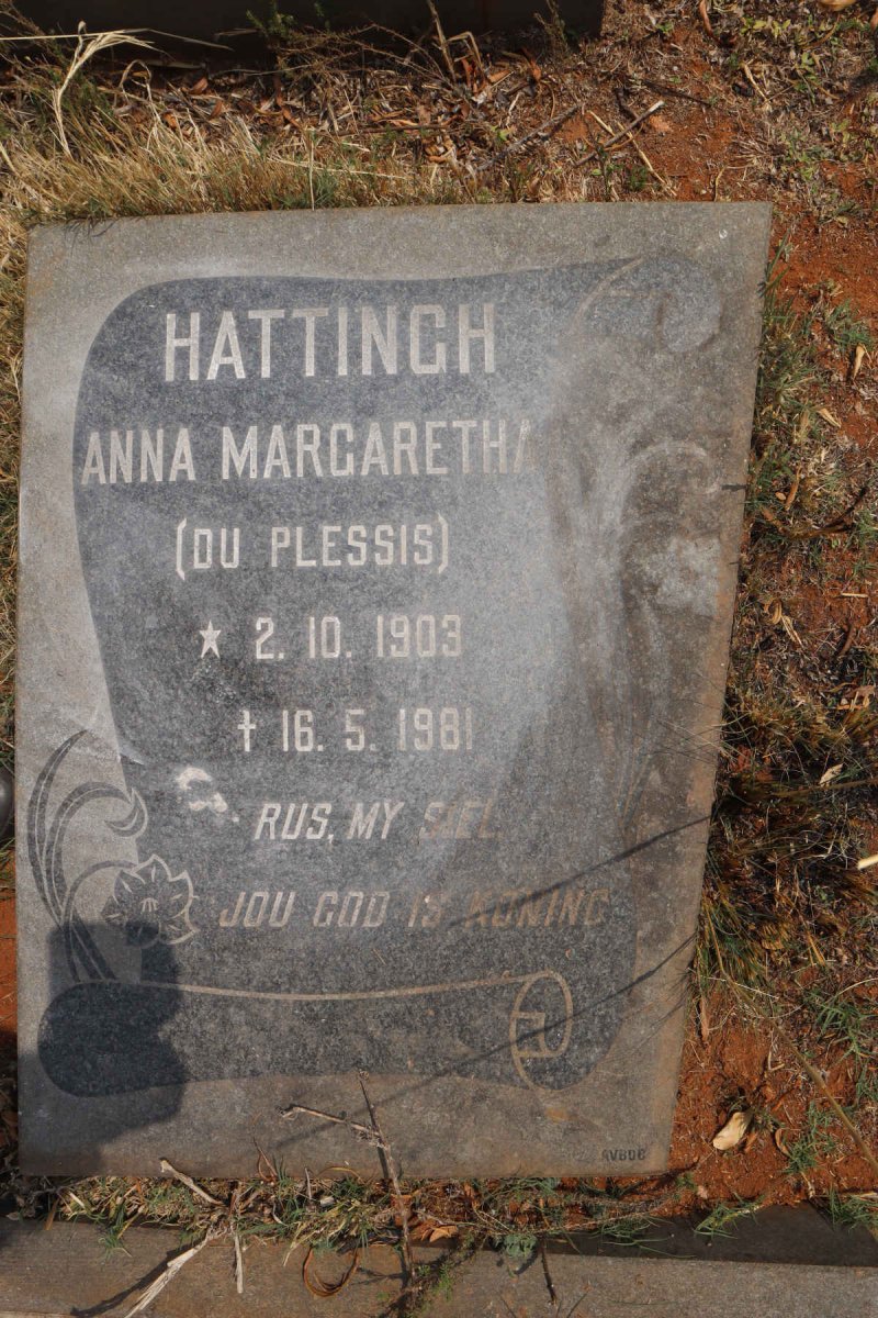 HATTINGH Anna Margaretha nee DU PLESSIS 1903-1981