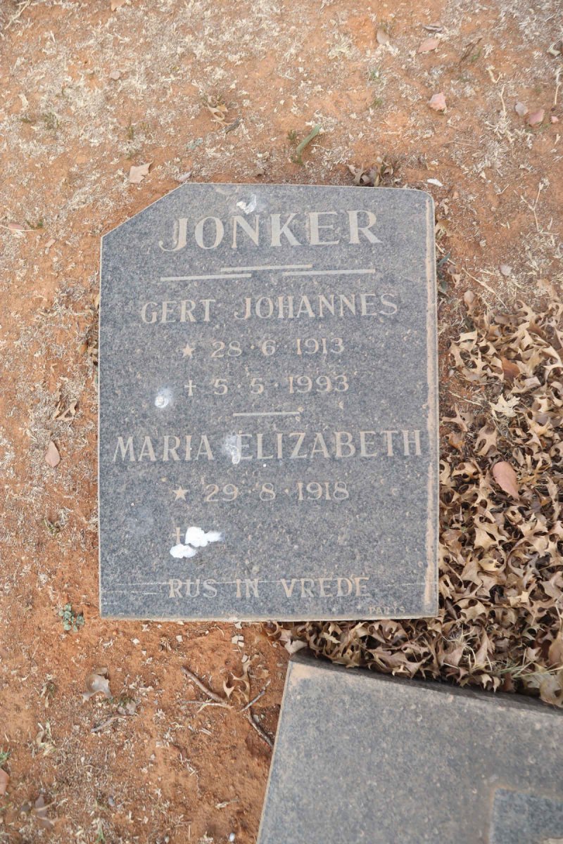 JONKER Gert Johannes 1913-1993 & Maria Elizabeth 1918-