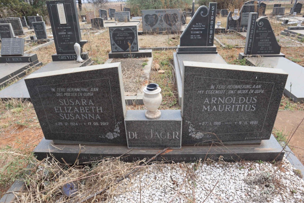 JAGER Arnoldus Mauritius, de 1916-1981 & Susara Elizabeth Susanna 1924-2017 